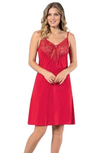 KOTA - Kota Kadın Gecelik Fantezi İp Askılı Dekolte Dantelli Fiyonklu Viskon (1)