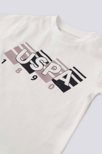 U.S POLO-YASİN TEKSTİL - U.S. Polo Erkek Bebek 2'li Takım Kısa Kol Şortlu Pamuklu - Krem (1)