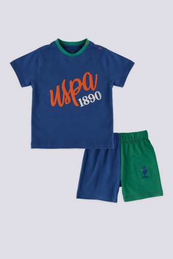 U.S POLO-YASİN TEKSTİL - U.S. Polo Erkek Bebek 2'li Takım Kısa Kol Süprem Golf - Kobalt