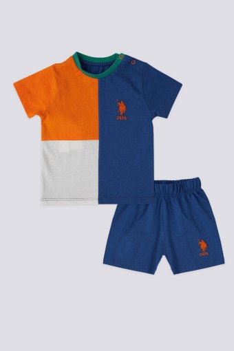 U.S POLO-YASİN TEKSTİL - U.S. Polo Erkek Bebek 2'li Takım Kısa Kol Süprem Golf - Kobalt