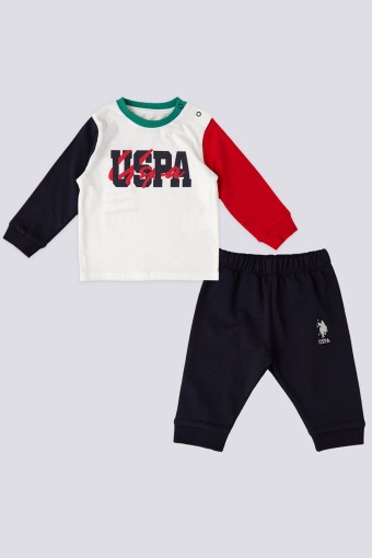 U.S POLO-YASİN TEKSTİL - U.S. Polo Erkek Bebek 2'li Takım Uzun Kol Süprem Golf - Krem