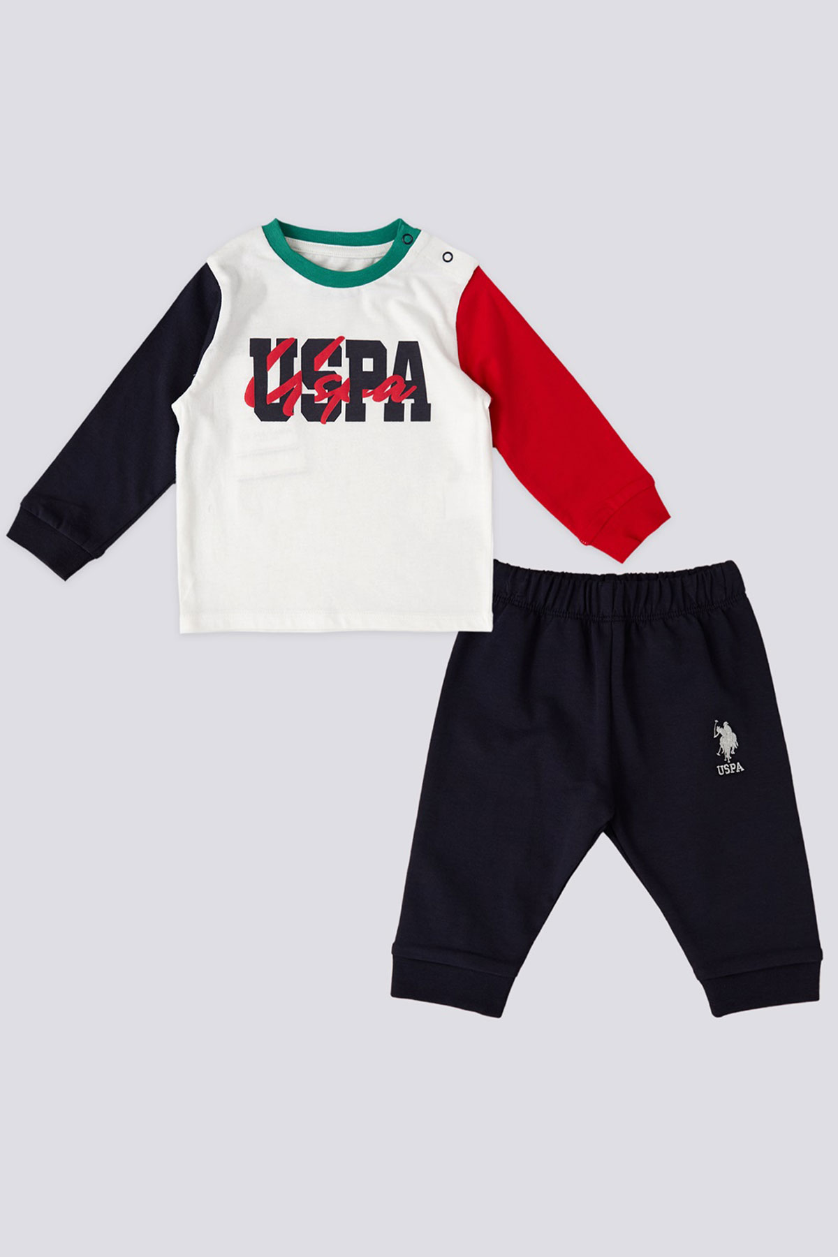 U.S. Polo Erkek Bebek 2'li Takım Uzun Kol Süprem Golf - Krem - Thumbnail