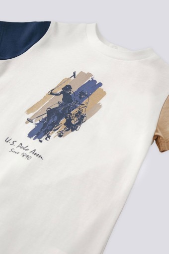 U.S POLO-YASİN TEKSTİL - U.S. Polo Erkek Bebek Şort Tulum Kısa Kol Golf Süprem - Krem (1)