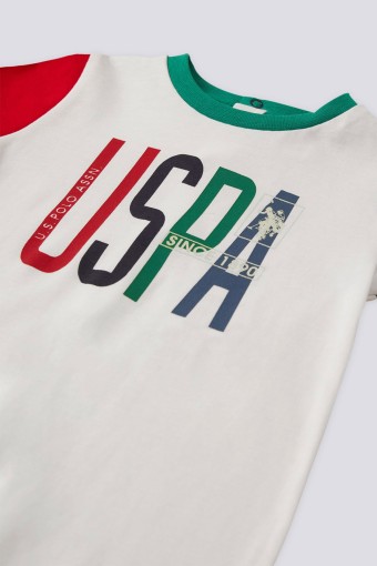 U.S POLO-YASİN TEKSTİL - U.S. Polo Erkek Bebek Şort Tulum Kısa Kol Golf Süprem - Krem (1)