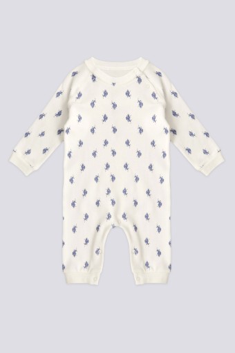 U.S POLO-YASİN TEKSTİL - U.S. Polo Erkek Bebek Tulum Patiksiz İnterlok Uzun Kol - Krem