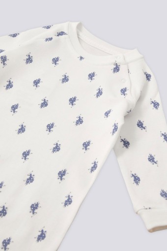 U.S POLO-YASİN TEKSTİL - U.S. Polo Erkek Bebek Tulum Patiksiz İnterlok Uzun Kol - Krem (1)