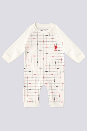 U.S POLO-YASİN TEKSTİL - U.S. Polo Erkek Bebek Tulum Patiksiz İnterlok Uzun Kol - Krem