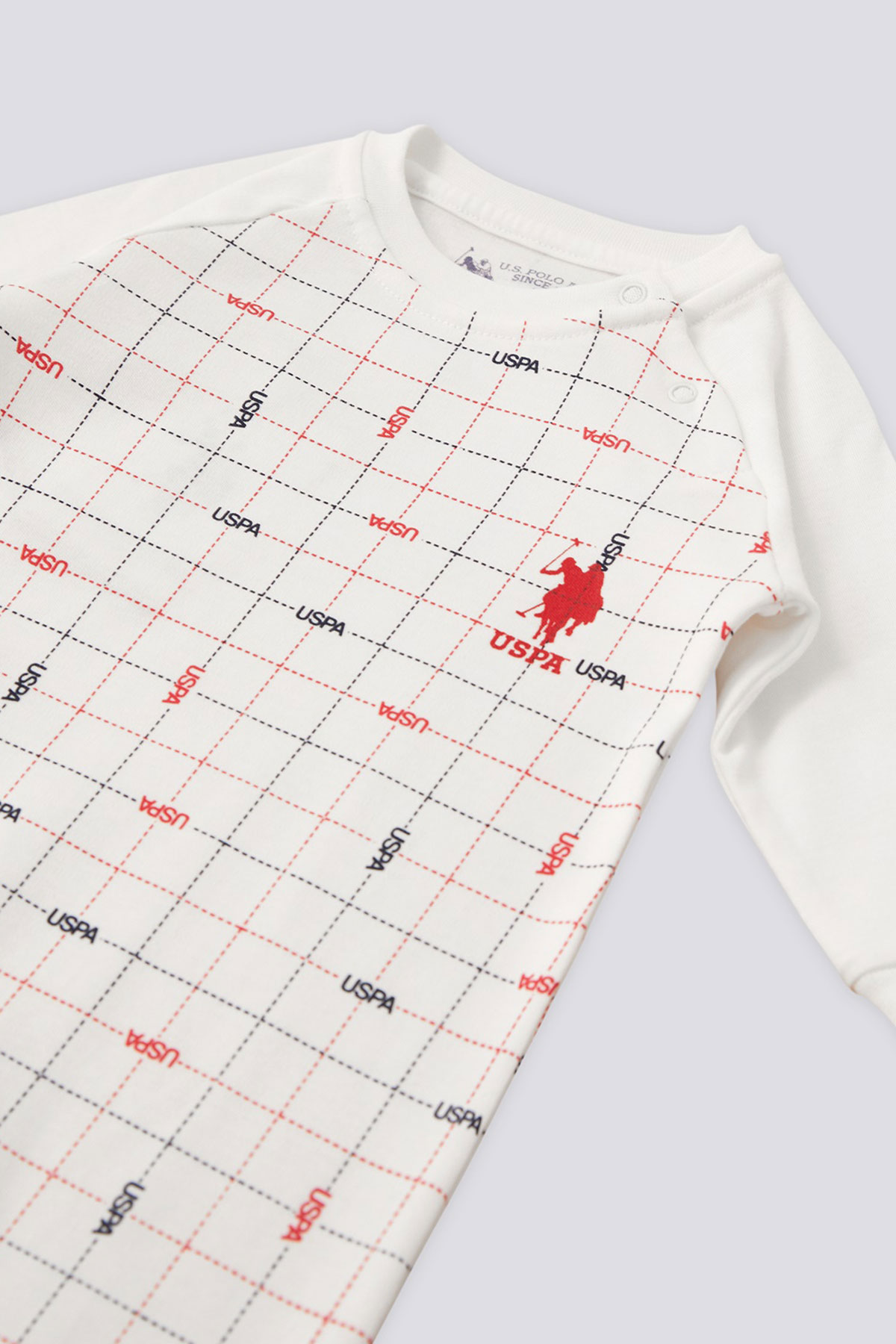 U.S. Polo Erkek Bebek Tulum Patiksiz İnterlok Uzun Kol - Krem - Thumbnail