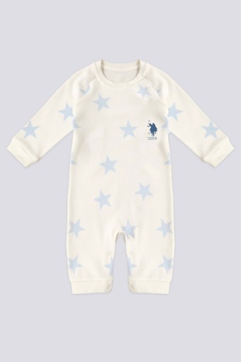 U.S POLO-YASİN TEKSTİL - U.S. Polo Erkek Bebek Tulum Patiksiz İnterlok Uzun Kol - Krem