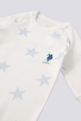 U.S POLO-YASİN TEKSTİL - U.S. Polo Erkek Bebek Tulum Patiksiz İnterlok Uzun Kol - Krem (1)