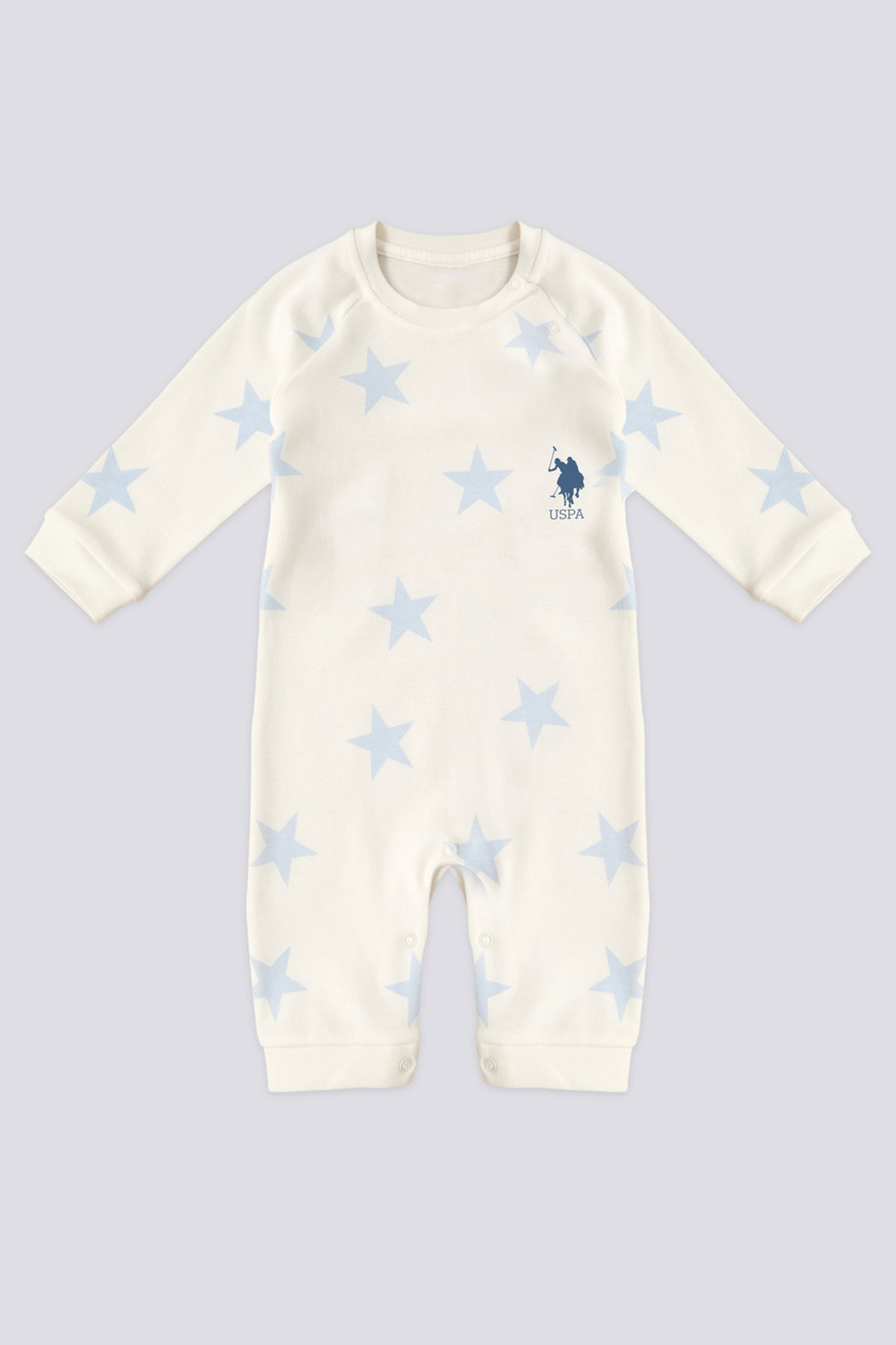 U.S. Polo Erkek Bebek Tulum Patiksiz İnterlok Uzun Kol - Krem - Thumbnail