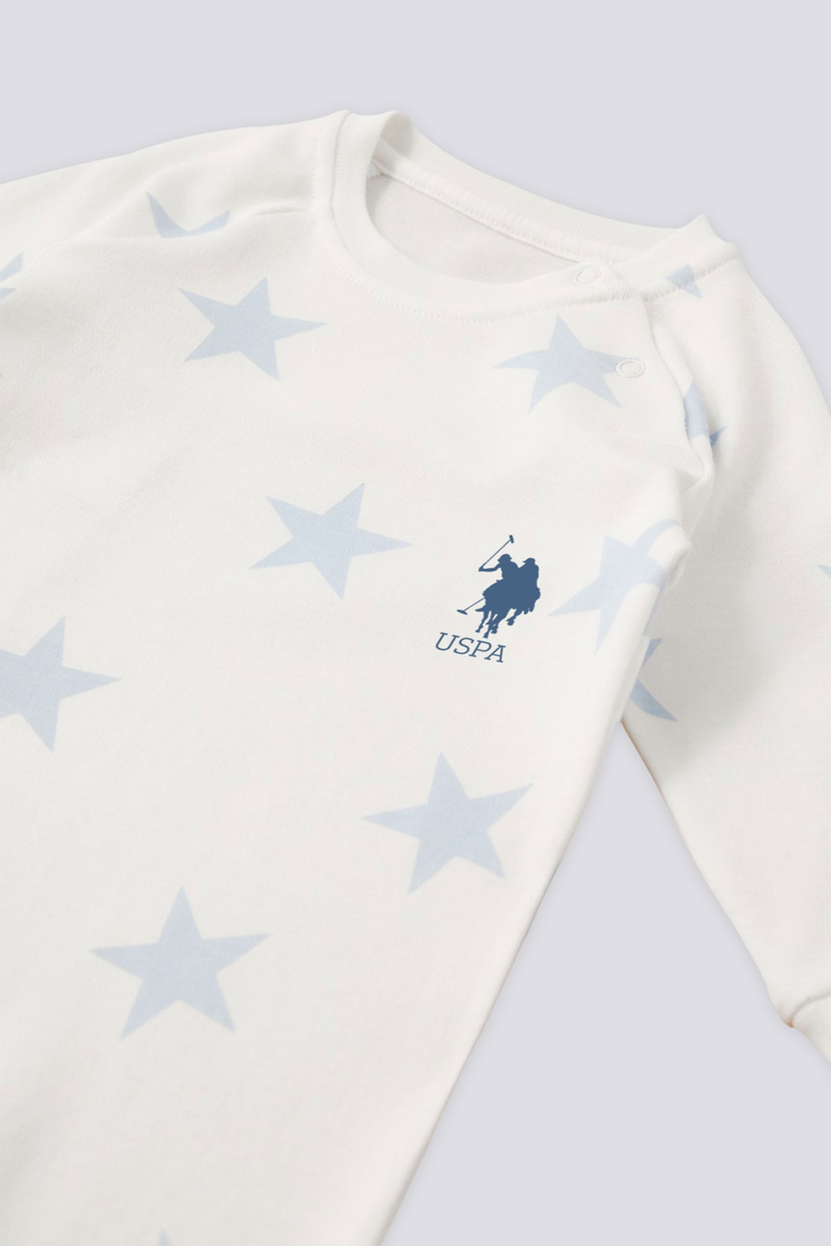 U.S. Polo Erkek Bebek Tulum Patiksiz İnterlok Uzun Kol - Krem - Thumbnail