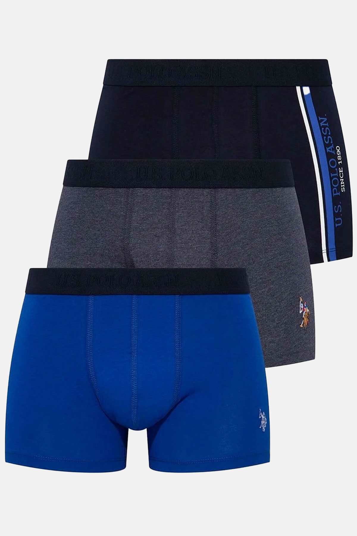 U.S. Polo Erkek Pamuklu Boxer 3'lü - Thumbnail