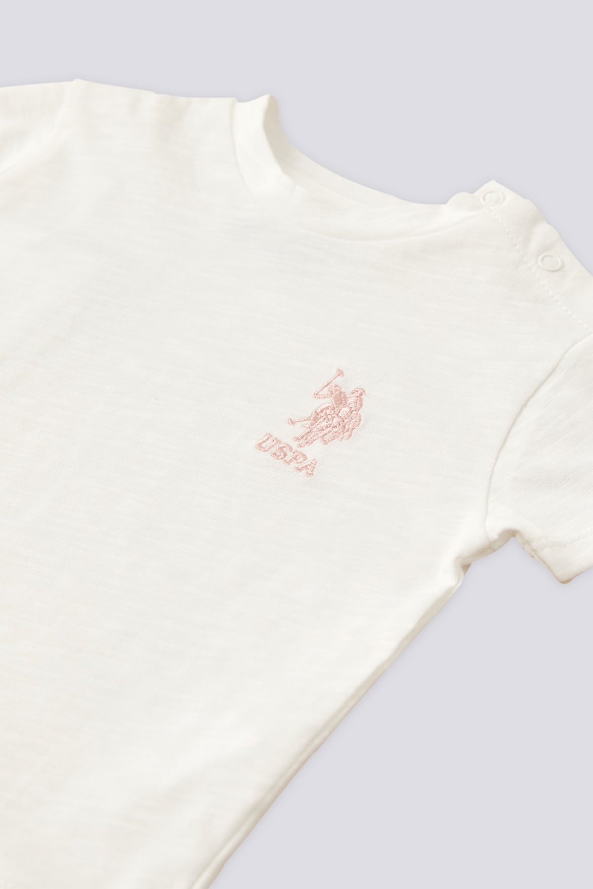 U.S. Polo Kız Bebek 2'li Takım Kısa Kol Şortlu Çiçekli - Krem - Thumbnail