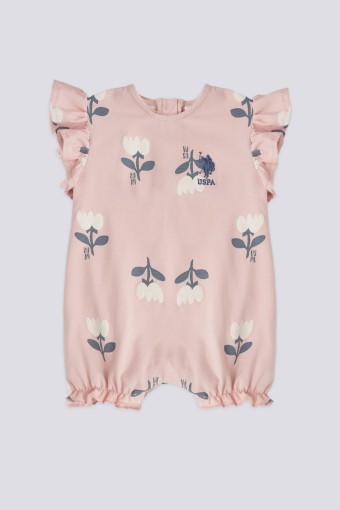 U.S POLO-YASİN TEKSTİL - U.S. Polo Kız Bebek Şort Tulum Kısa Kol Fırfırlı - Pembe