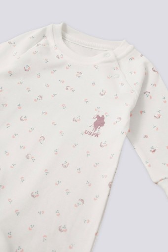 U.S POLO-YASİN TEKSTİL - U.S. Polo Kız Bebek Tulum Patiksiz Uzun Kol İnterlok - Krem (1)