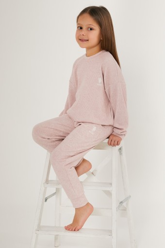 U.S POLO-YASİN TEKSTİL - U.S. Polo Kız Çocuk Pijama Takımı Kaşkorse - Pembe (1)