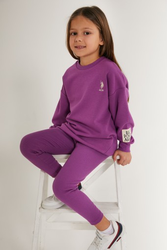 U.S. POLO - U.S. Polo Kız Çocuk Pijama Takımı Üç İplik - Violet (1)