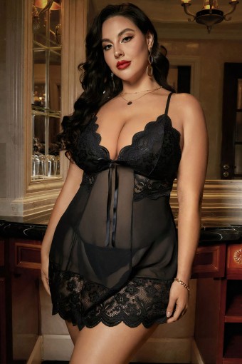 VİSATİN - Visatin Kadın Fantezi Gecelik Büyük Beden Transparan (1)