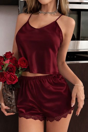 VİSATİN - Visatin Kadın Fantezi Şortlu Takım - Bordo