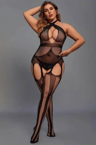 VİVALDY - Vivaldy Kadın Vücut Çorabı Göğüs Dekolteli Fileli Büyük Beden (1)