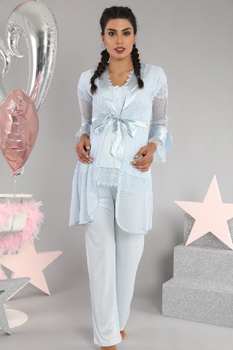 SESKON - X-Ses Kadın Lohusa 3'lü Pijama Takımı Penye (1)