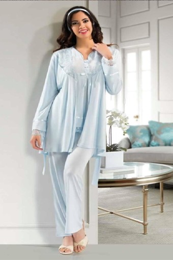SESKON - X-Ses Kadın Lohusa 3'lü Pijama Takımı Penye (1)