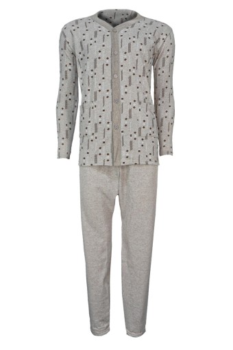 YENTEKS - Yenteks Erkek Gömlek Yaka Penye Pijama Takımı - Kahve