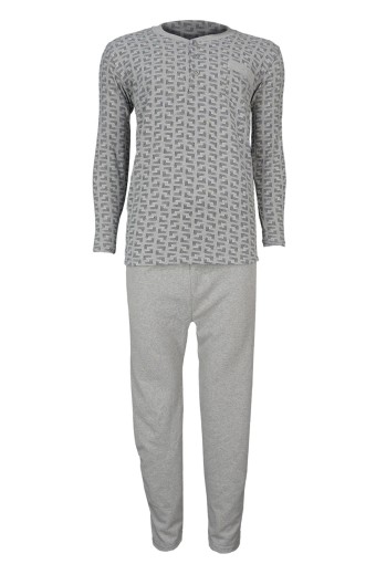 YENTEKS - Yenteks Erkek Üç Düğmeli Penye Pijama Takımı - Gri