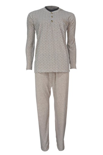 YENTEKS - Yenteks Erkek Üç Düğmeli Penye Pijama Takımı - Kahve