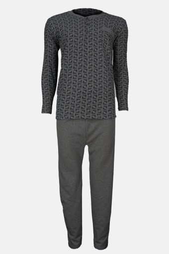 YENTEKS - Yenteks Erkek Üç Düğmeli Penye Pijama Takımı - Kahve (1)