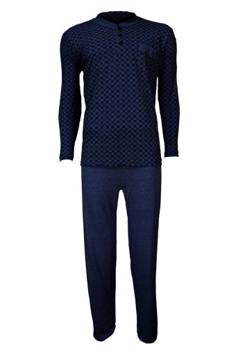 YENTEKS - Yenteks Erkek Üç Düğmeli Penye Pijama Takımı - Lacivert