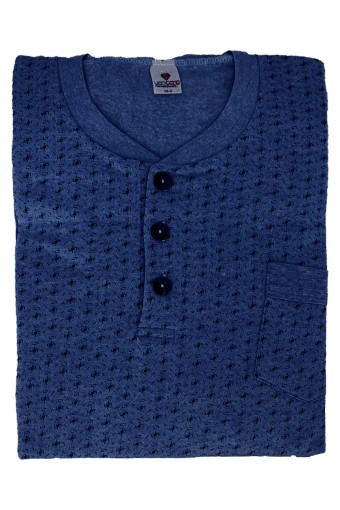 YENTEKS - Yenteks Erkek Üç Düğmeli Şardonlu Uzun Kollu Pijama Takımı - Lacivert