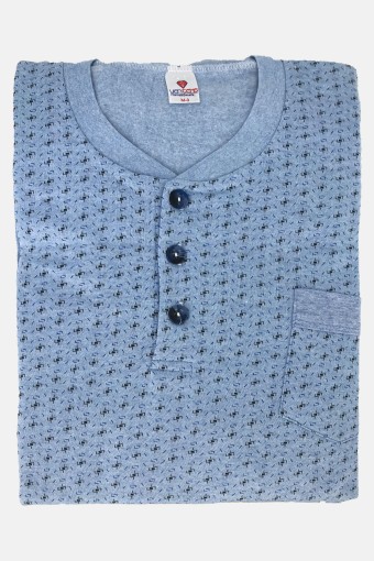 YENTEKS - Yenteks Erkek Üç Düğmeli Şardonlu Uzun Kollu Pijama Takımı - Mavi