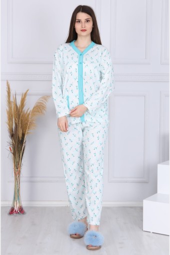 YENTEKS - Yenteks Kadın Gömlek Yaka Penye Pijama Takımı - Fuşya (1)