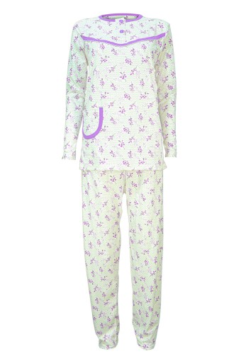 YENTEKS - Yenteks Kadın İki Düğmeli Penye Pijama Takımı - Lila