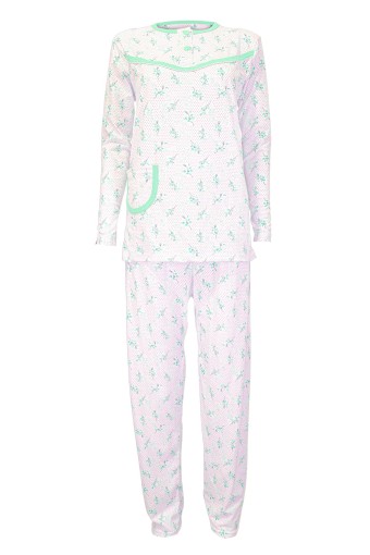 YENTEKS - Yenteks Kadın İki Düğmeli Penye Pijama Takımı - Su Yeşili