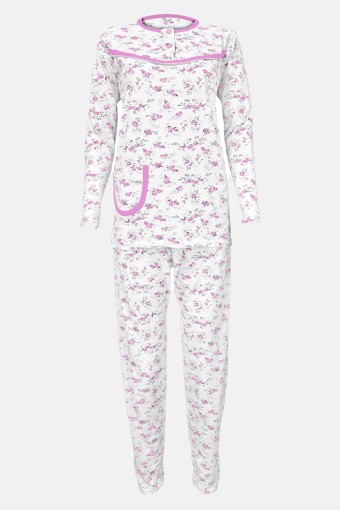 YENTEKS - Yenteks Kadın İki Düğmeli Penye Pijama Takımı - Turkuaz