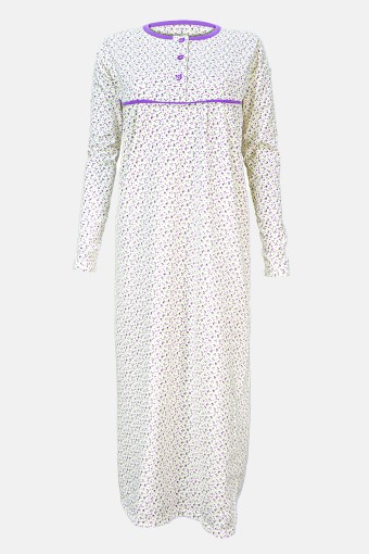 YENTEKS - Yenteks Kadın Penye Gecelik Çiçek Desenli - Lila