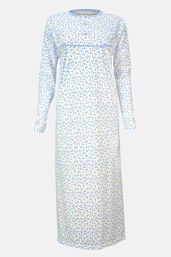 YENTEKS - Yenteks Kadın Penye Gecelik Çiçek Desenli - Mavi