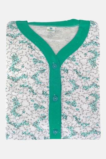 YENTEKS - Yenteks Kadın Şardonlu Boydan Düğmeli Uzun Kollu Pijama Takımı - Su Yeşili