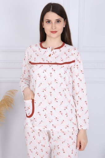 YENTEKS - Yenteks Kadın Şardonlu İki Düğmeli Uzun Kollu Pijama Takımı - Fuşya (1)