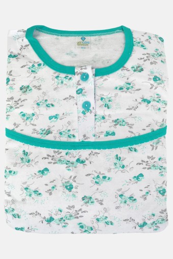 YENTEKS - Yenteks Kadın Şardonlu İki Düğmeli Uzun Kollu Pijama Takımı - Su Yeşili