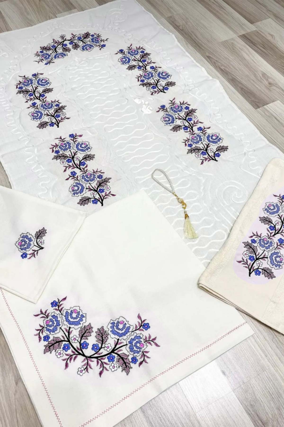 Zerre Home Seccade Seti Kanaviçe Gardenya - Thumbnail