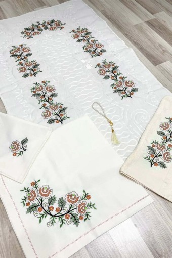 ZERRE HOME - Zerre Home Seccade Seti Kanaviçe Gardenya (1)